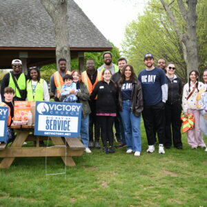 Young adults serving together at a Big Day of Service project with Victory Church